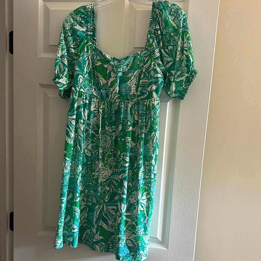 Lilly Pulitzer Green and White Patterned Dress like new